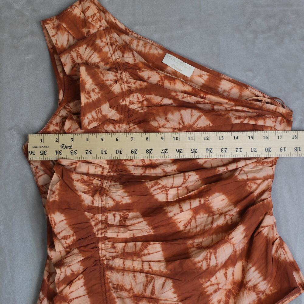 Ulla Johnson One Shoulder Top Womens Size 10 Orange Tie Dye Ruffle Cotton Boho - Picture 3 of 6